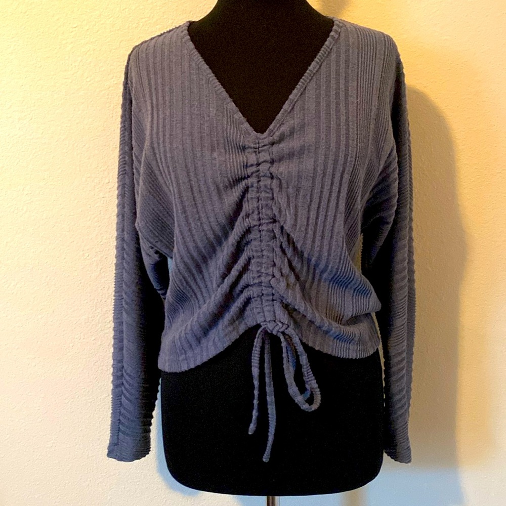 SHEIN Crop Sweater V Neck Medium blue/gray - Picture 1 of 3